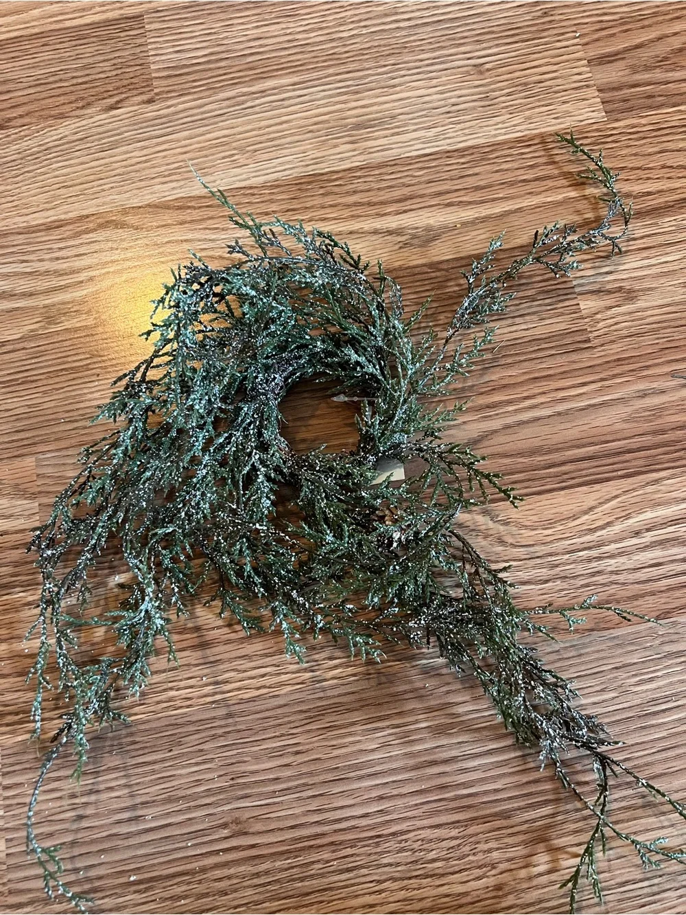 Set of 6 Frosted Evergreen Candle Rings Primitive Farmhouse Decor